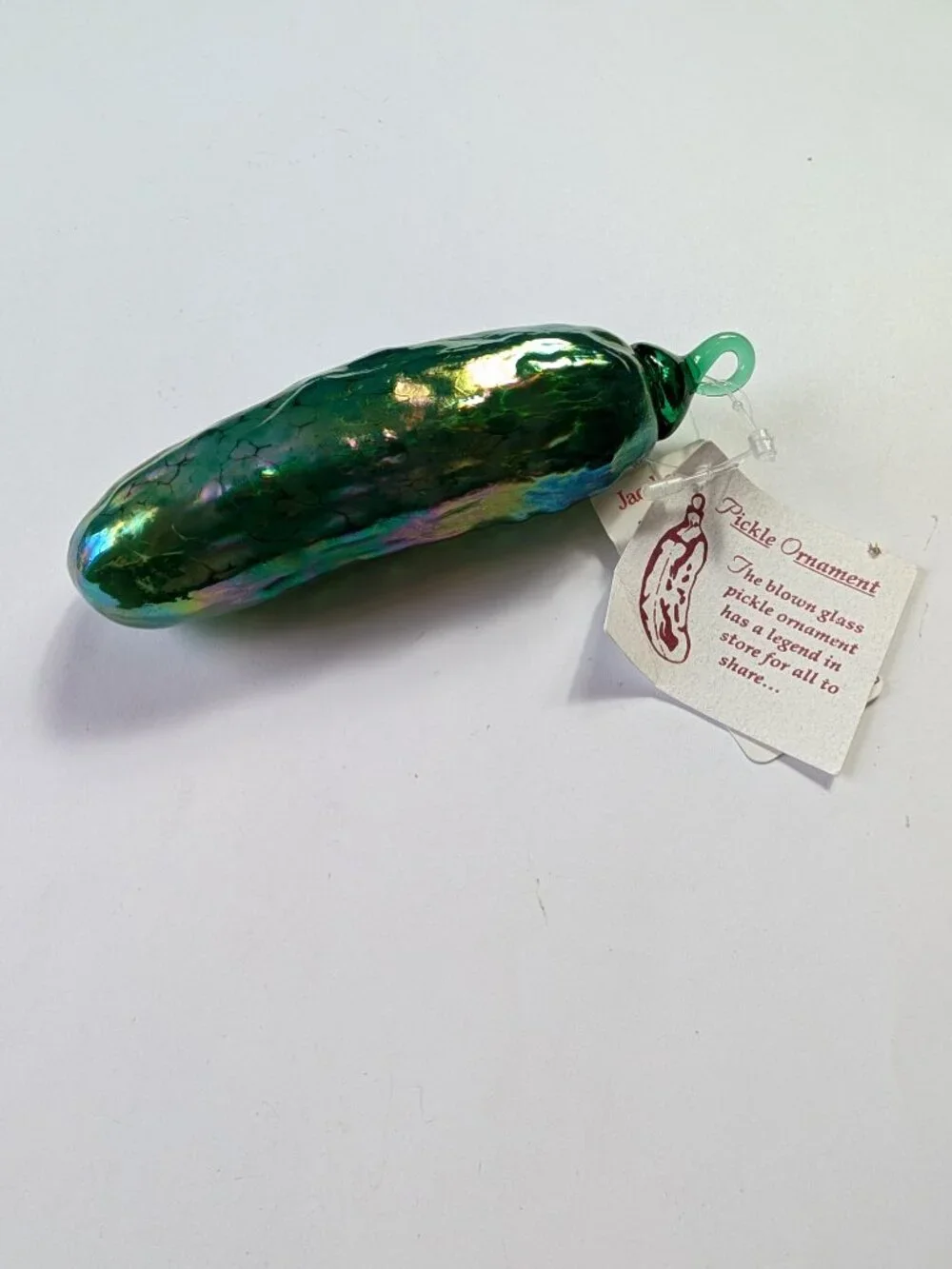 Blown Glass Green Pickle Christmas Ornament